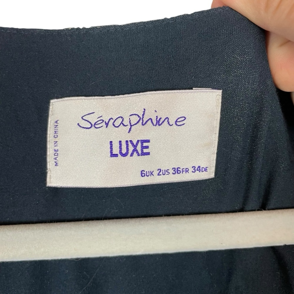 Seraphine Luxe Teal Lace Maternity Dress with Silk Sash Belt Size 2 - Picture 5 of 9
